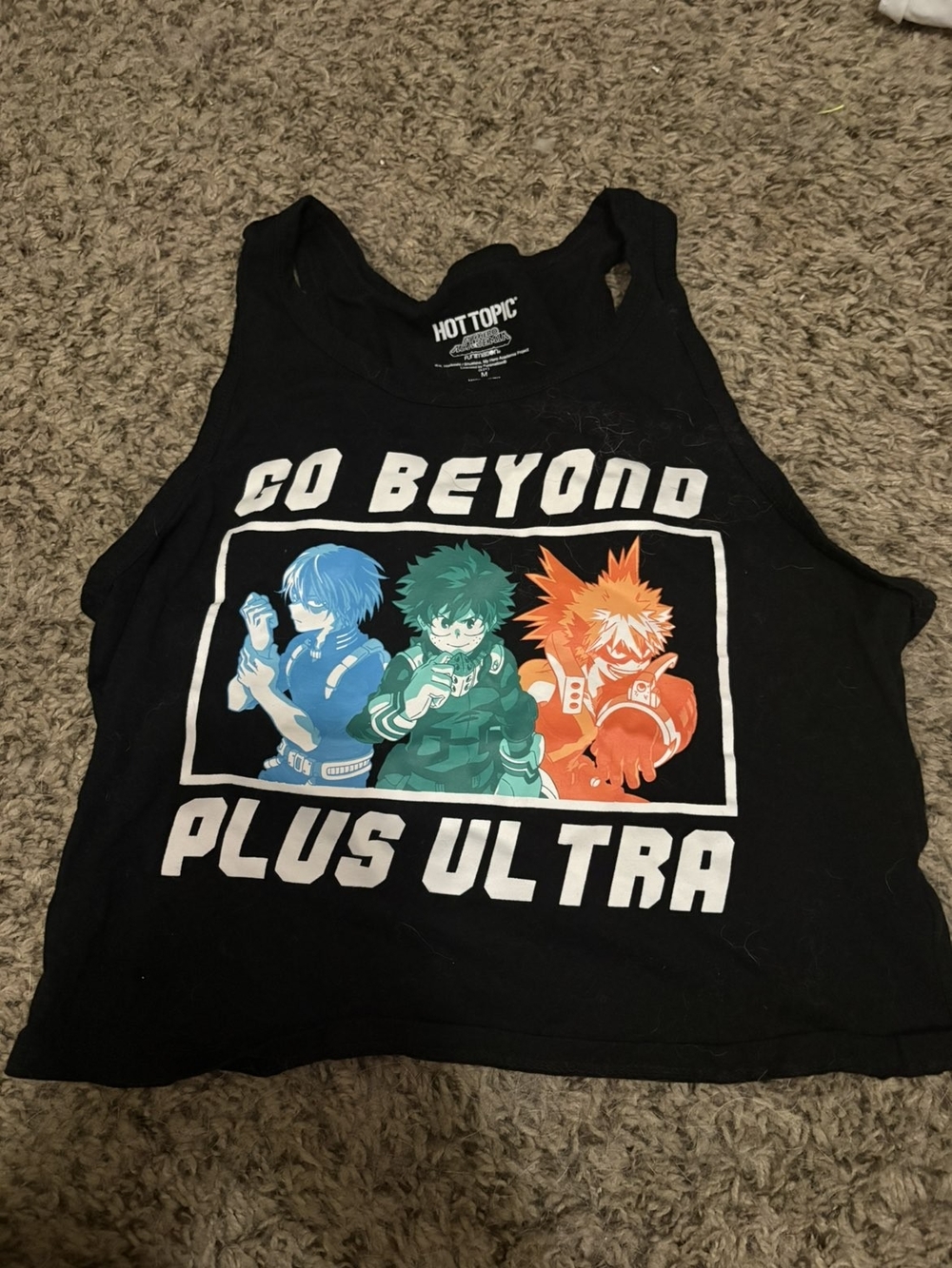 Hot Topic Black 'Go Beyond Plus Ultra' Anime Character Tank